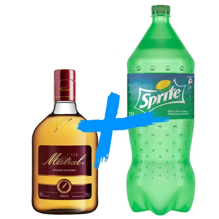 Mistral 40° 750 cc + Sprite 2.5 Lt Original - Promo Pisco