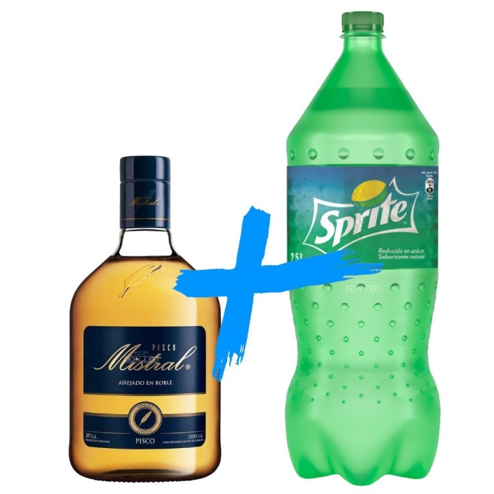 Mistral 35° 1 Lt + Sprite 2,5 Lt Original - Promo Pisco